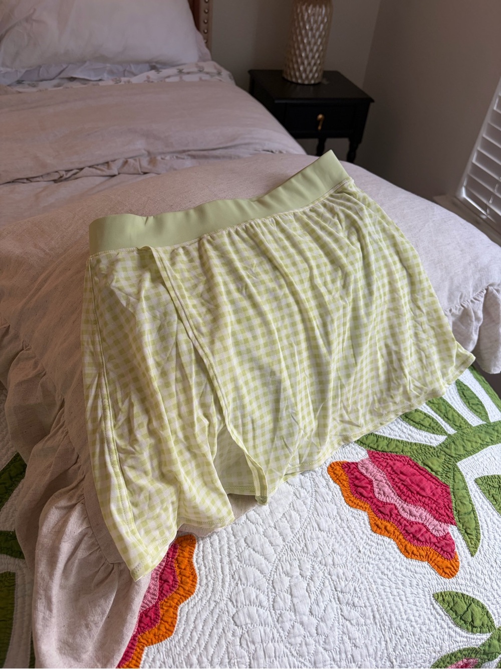 ALO Yoga Light Yellow Gingham Skater Skirt